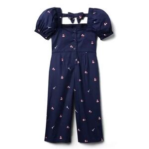 💙 Janie and Jack Floral Eiffel Tower Jumpsuit Size 4T
